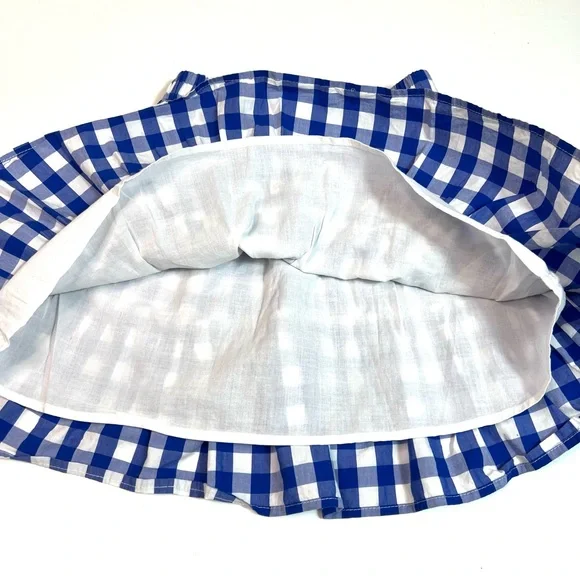 J. Crew Crewcuts Gingham Ruffle Skirt Blue White Size 6-7 - Picture 4 of 7